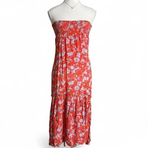 Free People Tigerlilly Midi Dress Perfect spring summer dress strapless size XS - Picture 2 of 7